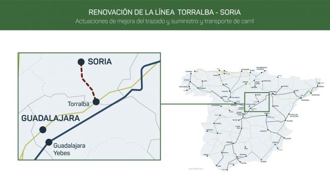 Adif licita actuaciones en la línea Torralba-Soria por más de 20,2 millones de euros