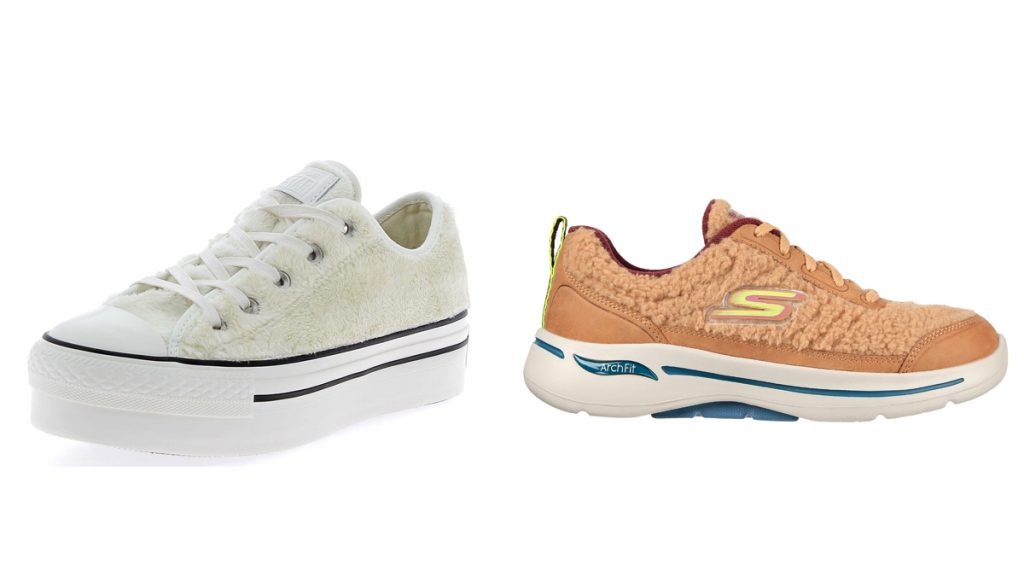Converse blanca de venta en Amazon Fashion y sneakers marrones de Skechers