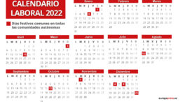 Calendario laboral 2022: festivos y puentes en España por comunidad autónoma
