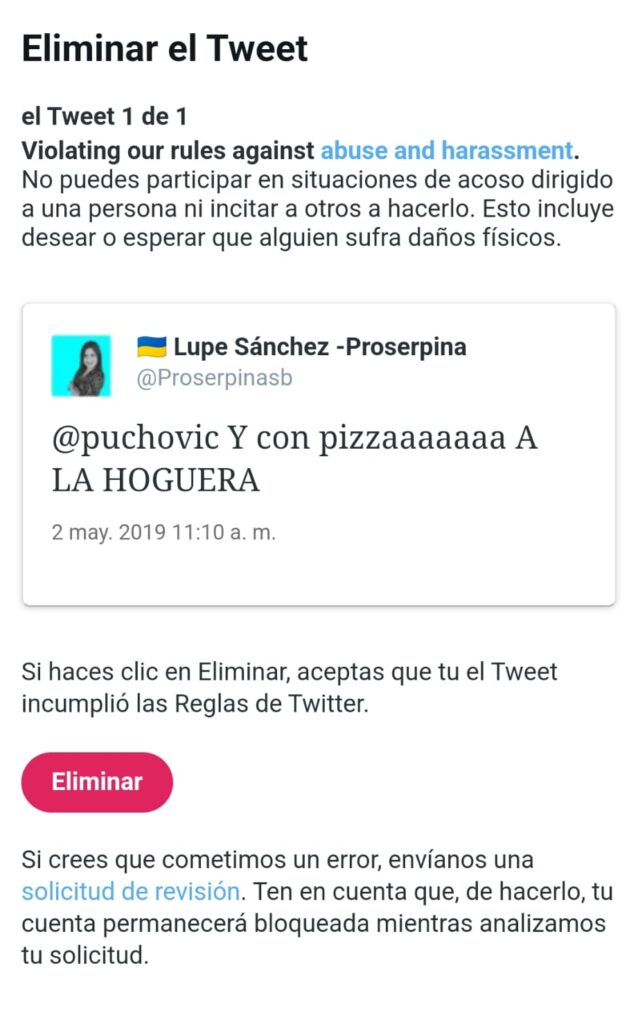Twitter de nuevo la cuenta de Guadalupe Sánchez horas después desbloquearla