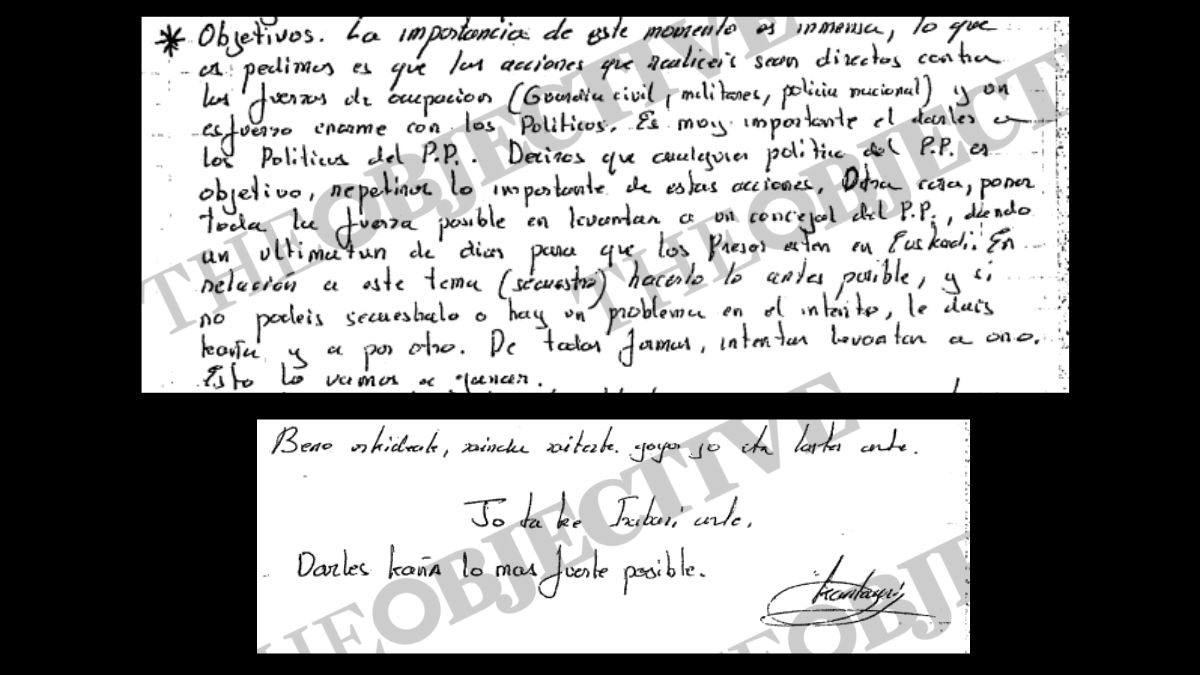 Salen a la luz las cartas de ETA ordenando matar a Miguel Ángel Blanco: «En la cabeza»